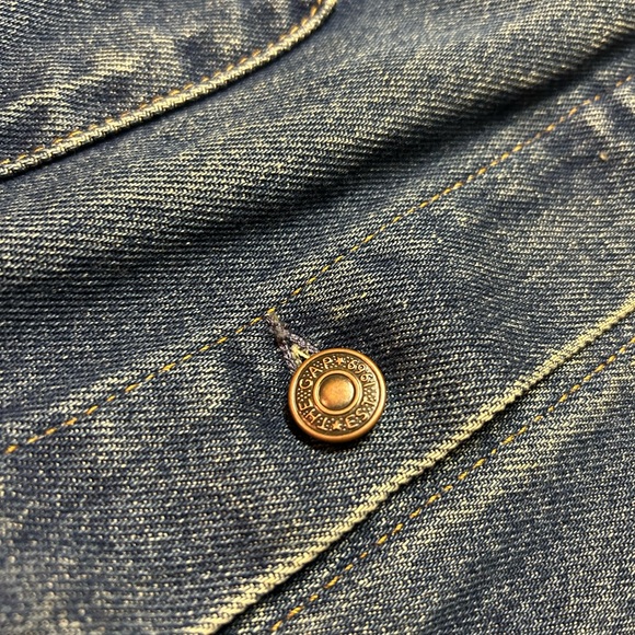VINTAGE 1980s GAP Denim Jacket Men Large Cotton Blue Jean Trucker L Motorcycle - Picture 6 of 11